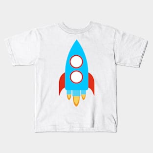 Blue Rocket Spaceship Kids T-Shirt